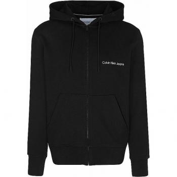 Calvin Klein Men's Gray Zip-Through Black Cotton Sweater with Logo Print - Size S