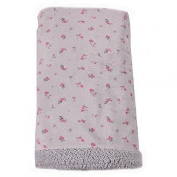 Minene Luxurious - Manta, 100 x 75 cm, color gris con diseño de flores