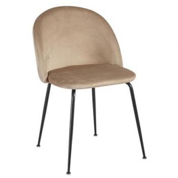Pack 4 Sillas de Comedor Black Dalnia en Terciopelo Marrón Claro