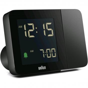 Reloj despertador digital Braun 67160 con pantalla LED, color negro, función de alarma, luz nocturna y diseño moderno