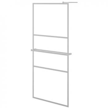Mampara ducha con estante vidrio ESG aluminio cromado 90x195 cm