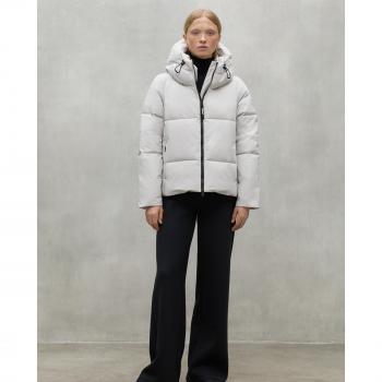 Ecoalf Women's Sustainable White Zip-Up Jacket with Hood Adjustable Drawstring - Size L