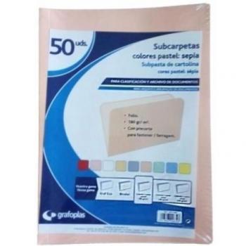 Grafoplas Pack 50 SUBCARPETAS Folio CARTULINA 180G Sepia
