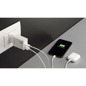 Cargador Doble de 20W USB-C y USB para Apple - Cellular Line ACHIPHUSB2PD20WW Blanco