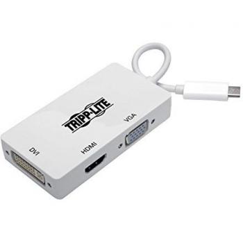 Adaptador Multiport USB-C a HDMI, DVI y VGA 4K - Compatible con Thunderbolt 3 - Blanco