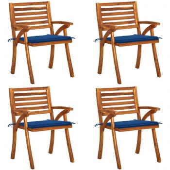 Sillas de jardín con almohadas 4 piezas de madera maciza de Acacia