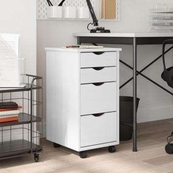 vidaXL Rolling Cabinet with Drawers MOSS White Solid Wood Pine