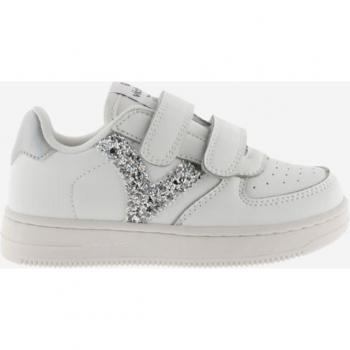 Victoria Tiempo Girls' Sneakers with Faux Leather, Contrast Pieces, and Velcro Straps