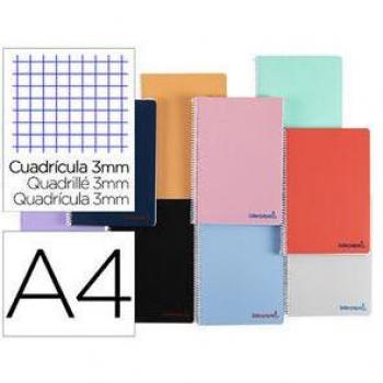 Cuaderno Espiral Liderpapel A4 Wonder Tapa Plástico 80H 90Gr Cuadro 3Mm con Margen Colores Surtidos