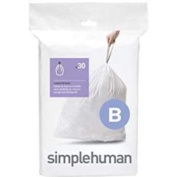 SIMPLEHUMAN Set Basura (B) 6 L, Blanco — Código B, 1 paquete de 30 | 30 Bolsas