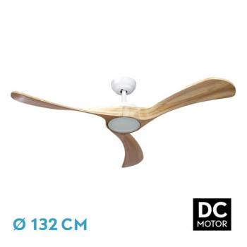 Ventilador de Techo FABRILAMP Castelo DC 18W Blanco/Haya 3 Aspas