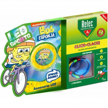Relec Relec Pulsera Antimosquitos Bob Esponja Ciclismo | Eficaz Contra El Mosquito Tigre. Resistente Al Agua | Contiene 2 Recargas | Duración 2 Meses 150 g