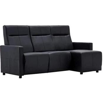 vidaXL Sofá Reclinable en Forma de L de Cuero Sintético Negro Mobiliario Hogar
