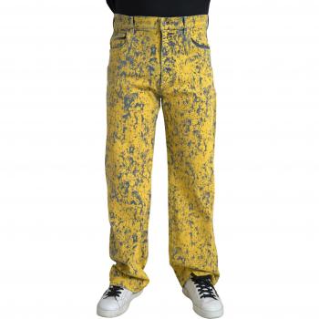 Dolce & Gabbana Yellow Cotton Tie Dye Straight Denim Jeans - IT50 | L