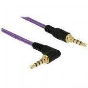 Cable de Audio Jack 3.5 mm 4 Patillas conector acodado 1 m Violeta