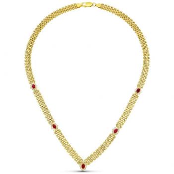 Gargantilla Oro 18k Mujer Pantera Rubí Circonitas y Gargantilla Oro Bicolor 18k Mujer Circonitas Combinadas Lisa Mate Brillo