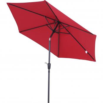 Sombrilla Parasol Reclinable con Manivela de Aluminio - 2.7x2.35m Color: Rojo Oscuro