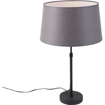 Lámpara de mesa negra ajustable con pantalla de lino gris 35 cm - Parte