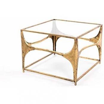 Mesa Auxiliar Cristal Hierro y Moderno Dorado Envejecido 45 x 33