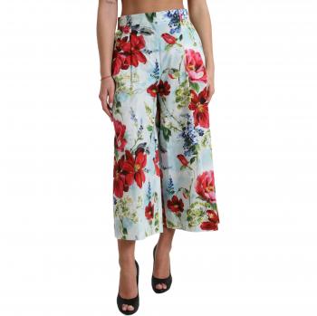 Dolce & Gabbana Multicolor Floral High Waist Wide Leg Pants - IT42|M