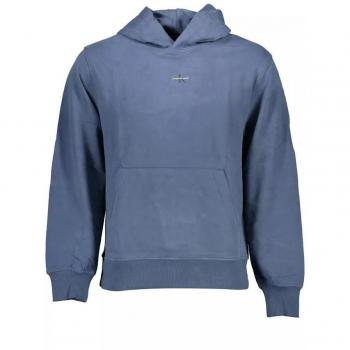 Chic Blue Cotton Hooded Sweatshirt with Logo Print for Men - Size S