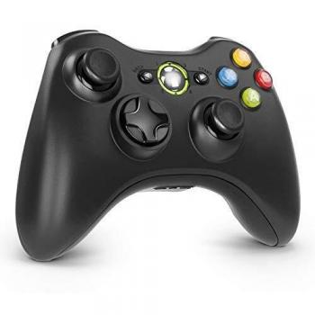 Controlador Inalámbrico Diswoe para Xbox 360, Gamepad Ergonomico con Doble Vibración para PC Windows 7/8/10 - Negro