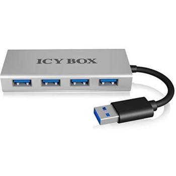 ICY BOX IB-AC6104 5000 Mbit/s Aluminio, Plata - Concentrador