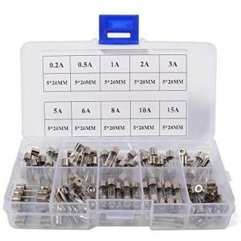 XCSOURCE® 100Pizas 5x20mm rápido - soplo Kit de fusibles Para tubos de vidrio de 10 x 0,2A, 0,5A, 1A, 2A, 3A, 5A, 6A, 8A, 10A, 15A en una caja MA443