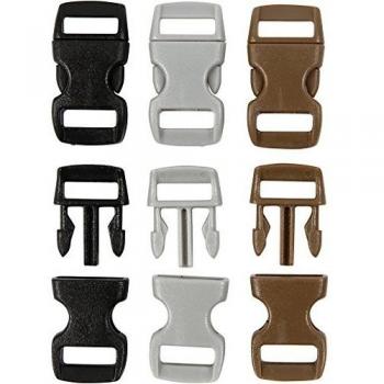 Click Clasp, W: 15 mm, marrón, gris, negro, 100 asstd