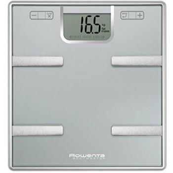 Rowenta Bodymaster BR6010V0 - Báscula de grasa corporal de cristal, capacidad de hasta 160 kg, apagado automático, pilas incluídas