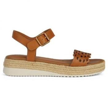 Sandalia de cuña GEOX D Eolie A Mujer, color marrón coñac, talla 39.5 EU