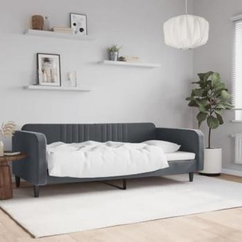 Cama de día gris oscuro de terciopelo 90x200 cm