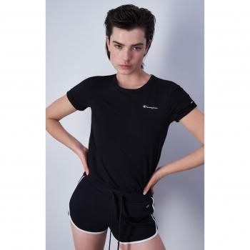 Camiseta Champion Crewneck Mujer Negro, Manga Corta, Color Negro