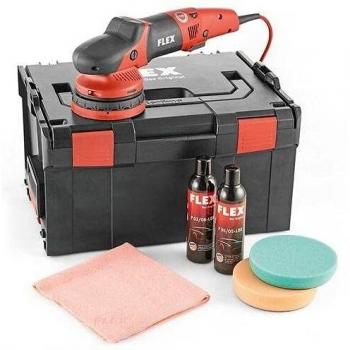 Pulidora Orbital FLEX XCE 10-8 125 P-Set con control electrónico de velocidad, 1010W y accesorios en L-Boxx