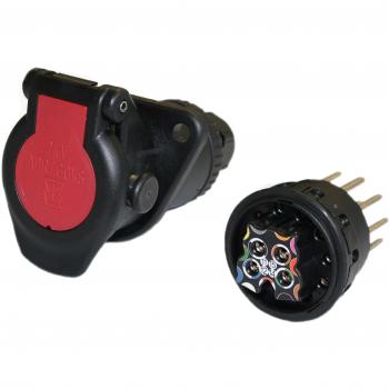 Enchufe JAEGER 141053EJ - Enchufe de conexión, conector de 7 pines, diseño robusto y resistente a la intemperie, ideal para aplicaciones automotrices y remolques