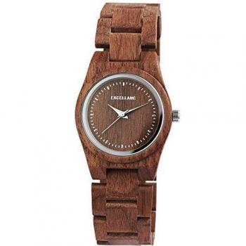 Reloj Excellanc® Mujer de Cuarzo con Pulsera de Madera de Zebra y Walnut