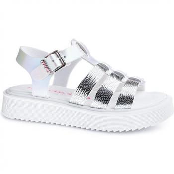 Pablosky - Sandalias planas de niña de materiales reciclados con hebilla, modelo 871900, color plata
