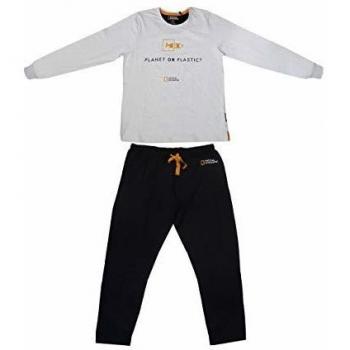Aznar Innova s.a. National Geographic - Pijama de hombre y niño, de manga larga, de algodón Melange Grey - 54804 XL