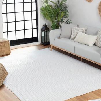 Surya Alfombra Escandinava Moderna Interior/Exterior Blanco 120x170 cm