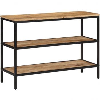 Mesa consola de madera maciza de mango rugosa 100x35x70 cm, color marrón, ideal para salón y entrada, también como mesa auxiliar o de sofá