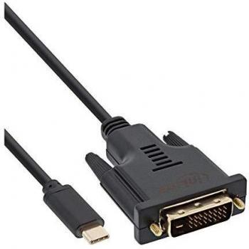 Adaptador de cable de vídeo USB Tipo C a DVI-D 1 m, soporte 1080p, color negro