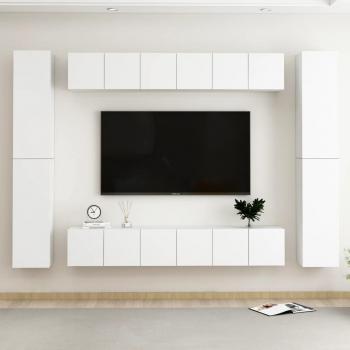 Set de Muebles para TV 10 Piezas Blanco en Madera Ingenierizada