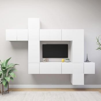 Set de muebles para TV 10 piezas de madera blanca multicapa