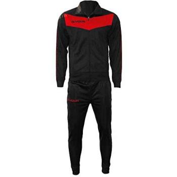 Givova Chándal Visa Negro, 100% poliéster, diseño unisex, incluye chaqueta con cremallera y pantalones con cintura elástica, talla 4XL
