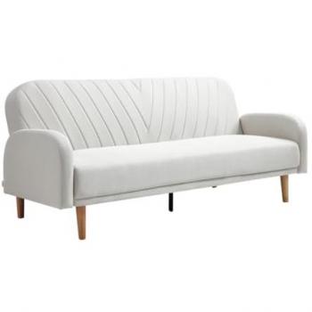 Sofá cama clic-clac de 3 plazas en tela crema VENAFRA