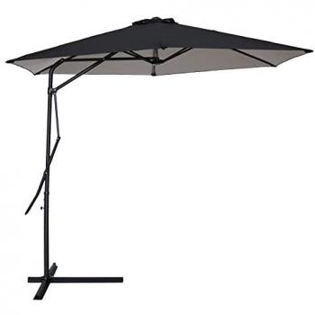 Sombrilla de jardín y terraza Dorico Noir 3m con brazo descentralizado de acero hexagonal negro