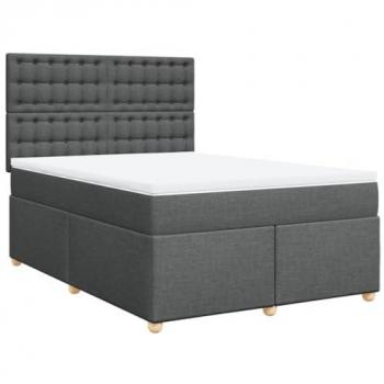 Cama box spring con colchón de tela gris oscuro 160x200 cm