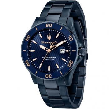 Maserati Competizione Men's Watch, Analog, Date Display, 43mm Steel Case, Water Resistant, Blue Strap - R8853100037