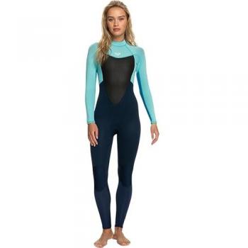 Roxy Traje Neopreno Prologue 3/2 mm Mujer con Cremallera Trasera, Manga Larga, Color Azul Turquesa y Negro, Diseño Good Mood, Easy Stretch Ligero, Talla US 16