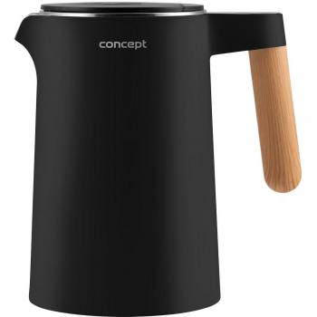 Hervidor eléctrico Concept RK 3301, capacidad de 1.5 litros, potencia de 2200 W, color negro y acero inoxidable
